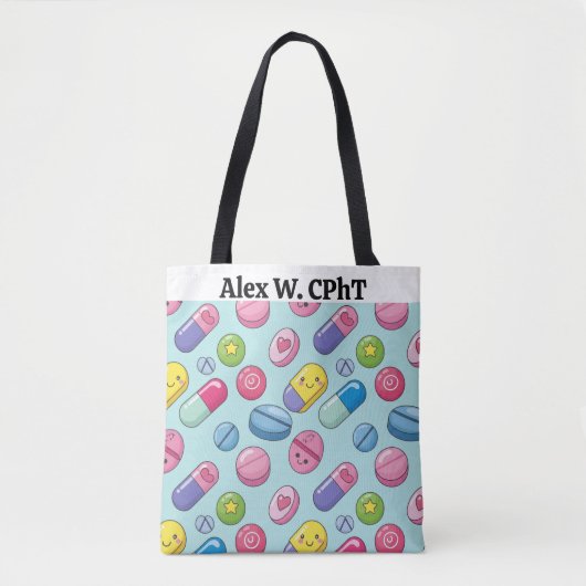 Grappig Gepersonaliseerde Apotheek Aangepaste CPhT Tote Bag (Voorkant)