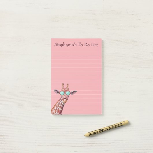 Grappig gepersonaliseerde Giraffe om lijst te doen Post-it® Notes (Op bureau)