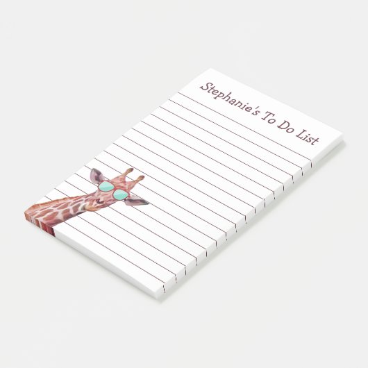 Grappig gepersonaliseerde Giraffe om witte lijst t Post-it® Notes (Schuin)