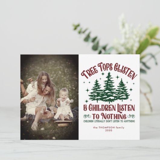 Grappig Gepersonaliseerde Kerstboom Schattigee Fot Feestdagenkaart (Staand voorkant)
