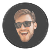 Grappig Gepersonaliseerde Mannen Gezicht Foto Hock Hockey Puck (Voorkant)