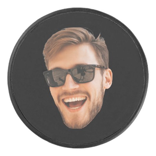Grappig Gepersonaliseerde Mannen Gezicht Foto Hock Hockey Puck (Voorkant)