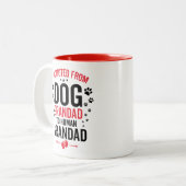 Grappig, gepromoveerd van hondenopa naar menselijk tweekleurige koffiemok (Voorkant links)