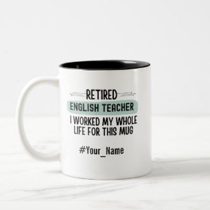 Grappig Geschenk voor Gepensioneerde Engelse Leraa Tweekleurige Koffiemok