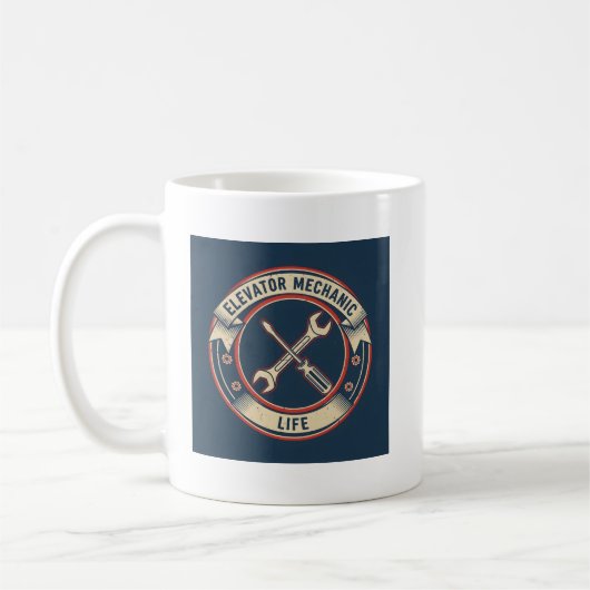 Grappig Geschenk voor Liftmonteur - Levenslog van Koffiemok (Links)