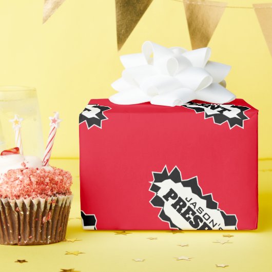 Grappig gescheurd gat ontwerp gepersonaliseerde Fe Cadeaupapier (Verjaardagsfeest)