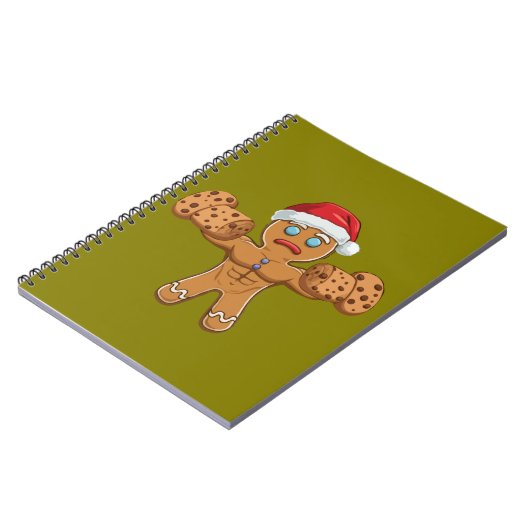 Grappig Gescheurd Gingerbread Man Kerstmis Notitieboek (Linkerzijde)