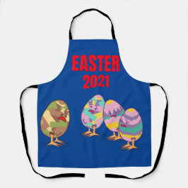 Grappig geschilderd paasei schort