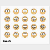 Grappig geschokt bezorgde emoji gezicht ronde sticker (Vel)
