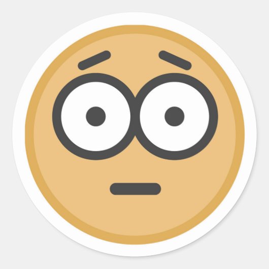 Grappig geschokt bezorgde emoji gezicht ronde sticker (Voorkant)