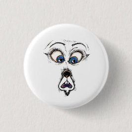 Grappig Geschokt Cartoon Gezicht T-Shirt Ronde Button 3,2 Cm