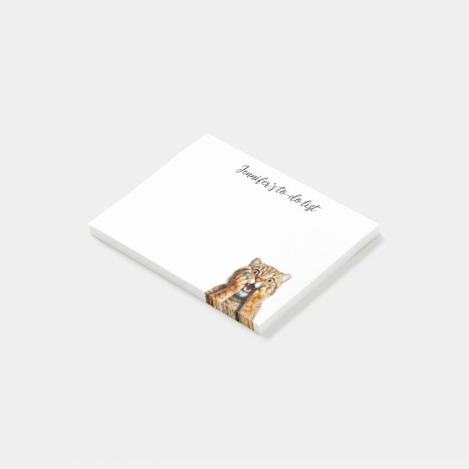 GRAPPIG GESCHOKT RODE TABBY KAT MET NAAM POST-IT® NOTES (Schuin)