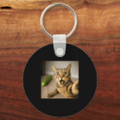 Grappig geschokte kat selfie met komkommer meme on sleutelhanger (Voorkant)