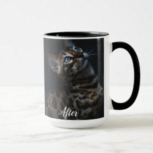 Grappig gesneden voor en na de koffie mok