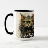 Grappig gesneden voor en na de koffie mok (Links)