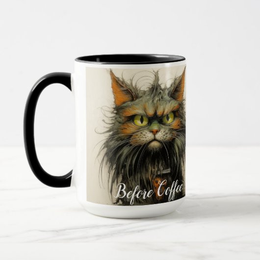 Grappig gesneden voor en na de koffie mok (Links)