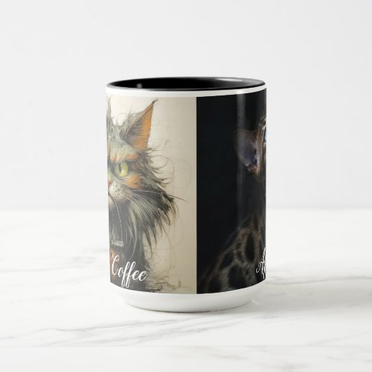 Grappig gesneden voor en na de koffie mok (Midden)