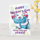 Grappig gestoord Moederdag Kaart (Gele Bloem)