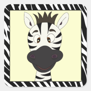 Grappig gestreept cartoonkind vierkante sticker