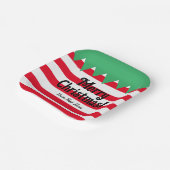 Grappig gestreept elf pak op maat kerstfeest papieren bordje (Gebogen)