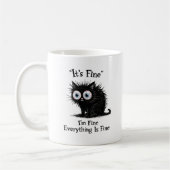 Grappig Gestrest Kat T-Shirt – Het Is Prima Meme Koffiemok (Links)