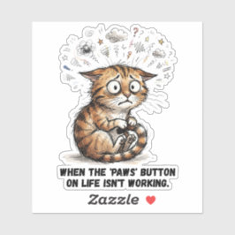 Grappig Gestrest Kattenleven Poot Knop Woordspelin Sticker