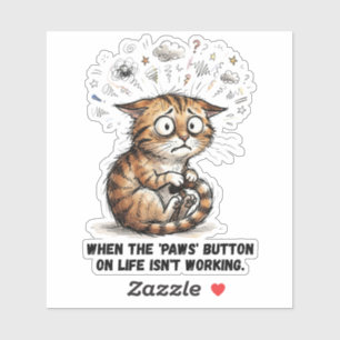 Grappig Gestrest Kattenleven Poot Knop Woordspelin Sticker