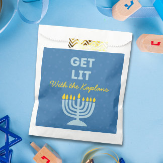 Grappig "Get Lit" Chic Gepersonaliseerde Menorah C Bedankzakje
