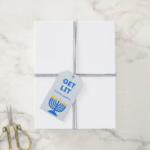 Grappig "Get Lit" Chic Gepersonaliseerde Menorah C Cadeaulabel (Met Touw)