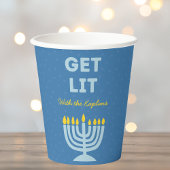 Grappig "Get Lit" Chic Gepersonaliseerde Menorah C Papieren Bekers