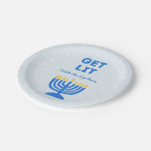 Grappig "Get Lit" Chic Gepersonaliseerde Menorah C Papieren Bordje (Gekanteld)