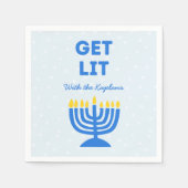Grappig "Get Lit" Chic Gepersonaliseerde Menorah C Servet (Voorkant)