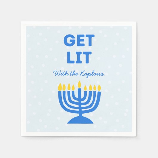 Grappig "Get Lit" Chic Gepersonaliseerde Menorah C Servet (Voorkant)