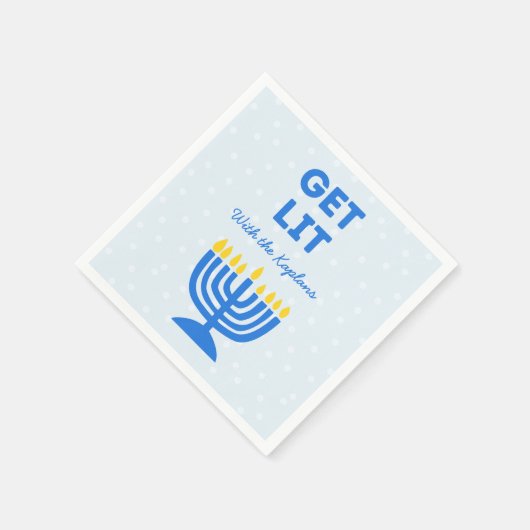 Grappig "Get Lit" Chic Gepersonaliseerde Menorah C Servet (Hoek)