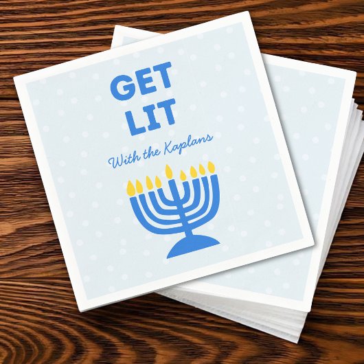 Grappig "Get Lit" Chic Gepersonaliseerde Menorah C Servet