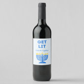 Grappig "Get Lit" Chic Gepersonaliseerde Menorah C Wijn Etiket