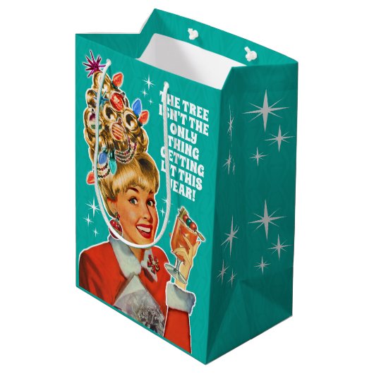 Grappig Get Lit Girl Christmas Gift Bag - Medium t Medium Cadeauzakje (Achterkant Gekanteld)