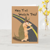 Grappig Get Well Armadillo Kaart (Gele Bloem)