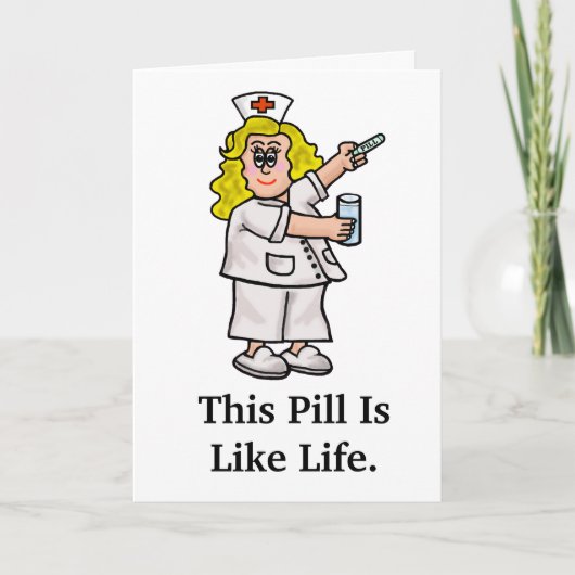 Grappig Get Well Soon Nurse met Big Pill Kaart (Voorkant)