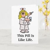 Grappig Get Well Soon Nurse met Big Pill Kaart (Gele Bloem)
