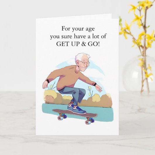 Grappig Get Well van Blaaschirurgie Skateboarder Kaart (Gele Bloem)