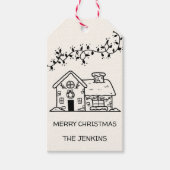 Grappig Getekend Huis van Gemberkoek Kerstfeest Cadeaulabel (Voorkant)