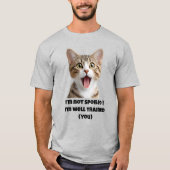 Grappig Getrainde Menselijke Kat T-Shirt (Voorkant)