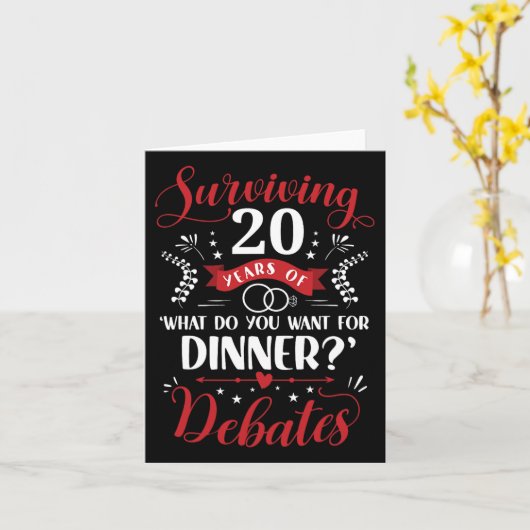 Grappig getrouwd koppels hem of haar 20ste bruilof kaart (Gele Bloem)