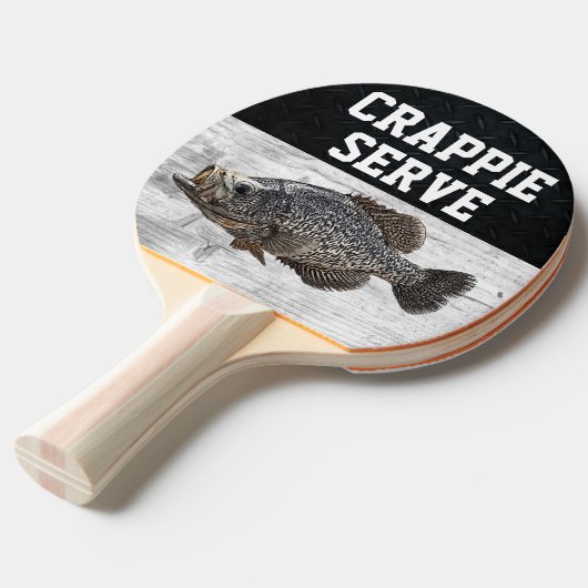 Grappig Gevist Crappie Serve Fish Smack Talk Tafeltennisbatje (Voorkant Gekanteld)