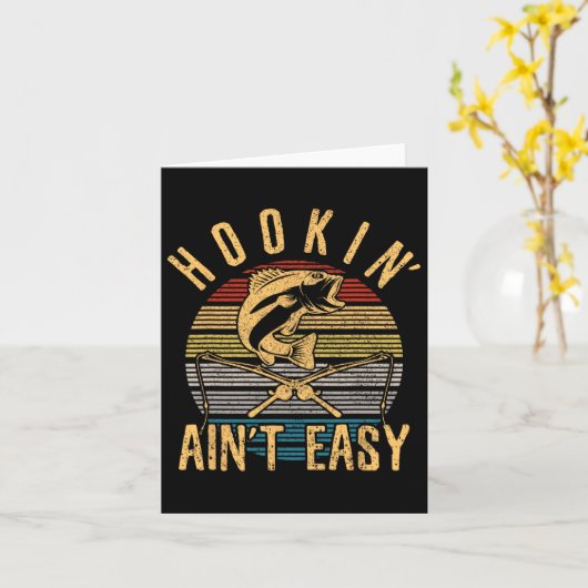 Grappig Gevist Hookin' Aint Easy Fisherman Kaart (Gele Bloem)