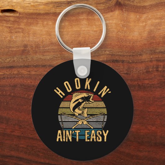 Grappig Gevist  Hookin' Aint Easy Fisherman Sleutelhanger (Voorkant)