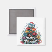 Grappig Gevist Kerstboom Fish Fisher Lover Magneet (Voorkant / Achterkant)