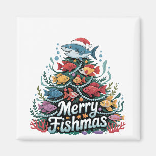 Grappig Gevist Kerstboom Fish Fisher Lover Magneet