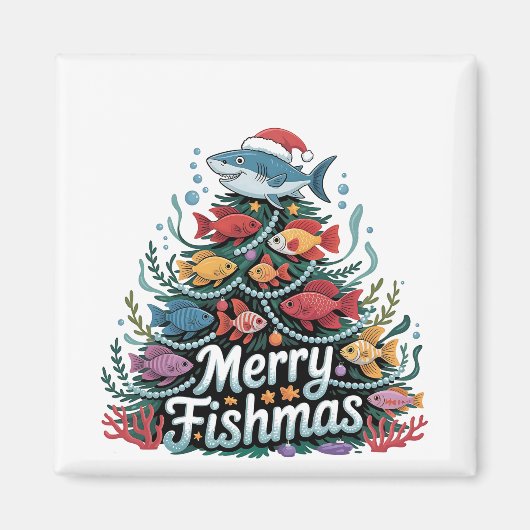 Grappig Gevist Kerstboom Fish Fisher Lover Magneet (Voorkant)